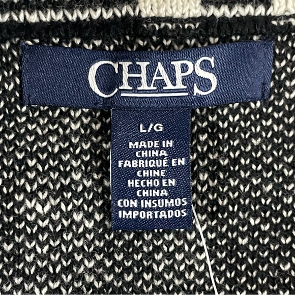 Chaps Sweater Jacket Women Large Black Plaid Asymmetrical Zip NWT T184 - Picture 9 of 12